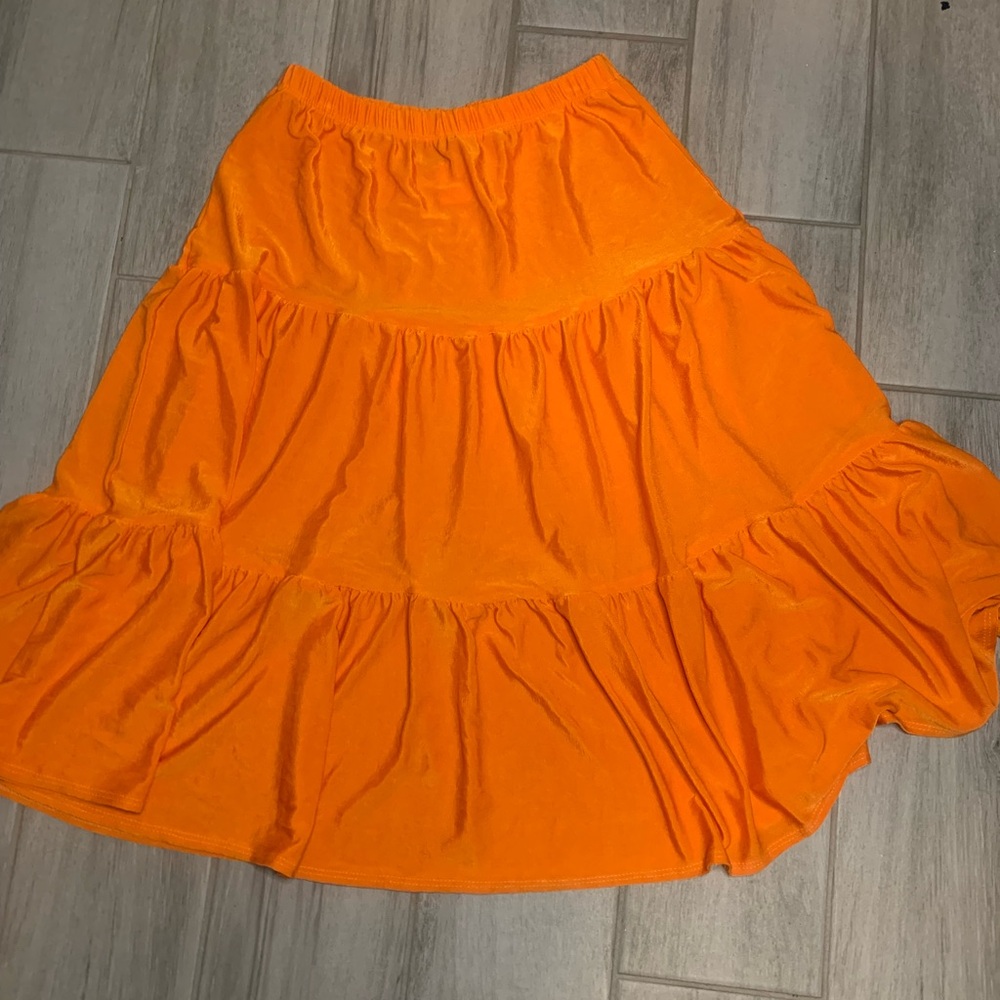 Slinky Brand Bright Orange A-Line Skirt
